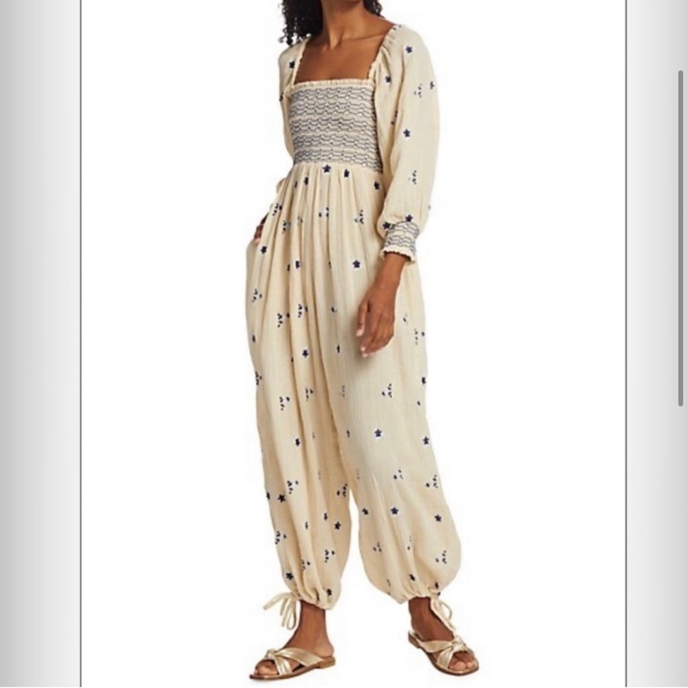 FREE PEOPLE Dahlia Embroidered Jumpsuit NEW Size XS Washed Out - Picture 3 of 15